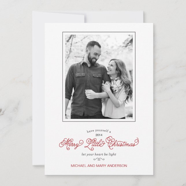 Cartão de Férias de Foto Vermelha Leve e Alegre (Frente)