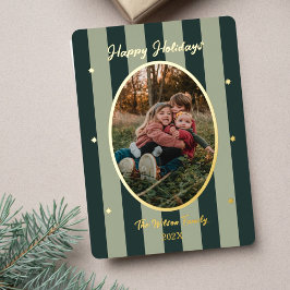 Cartão de Férias de Fotografia Listrado Verde Dive