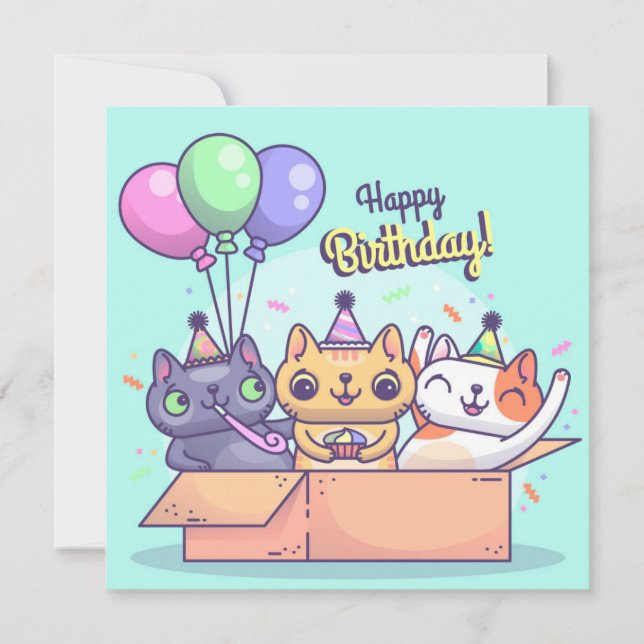 Cartão de Férias de Gatos (Frente)