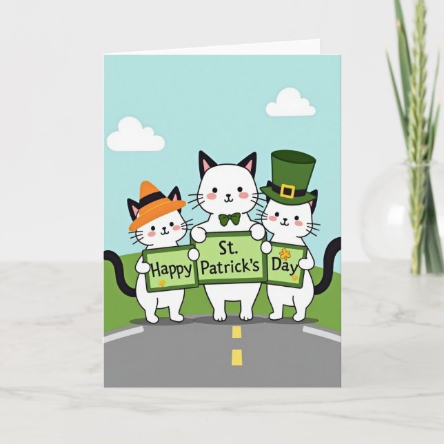 Cartão de Férias de Gatos Listrados (Frente)