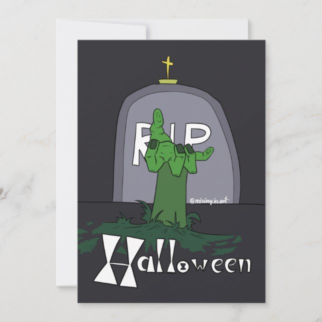 Cartão de Férias de Halloween de Gravestone Spooky (Frente)