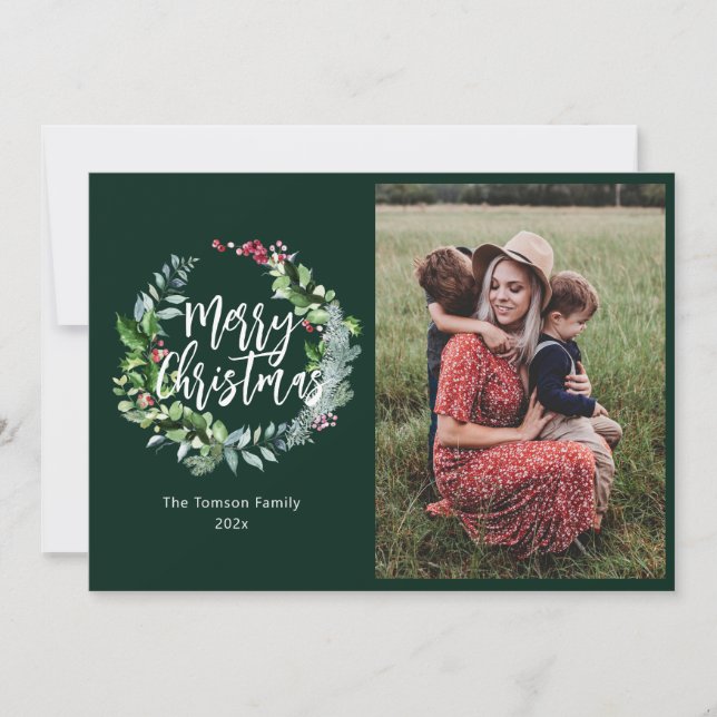 cartão de férias de inverno verde (Frente)