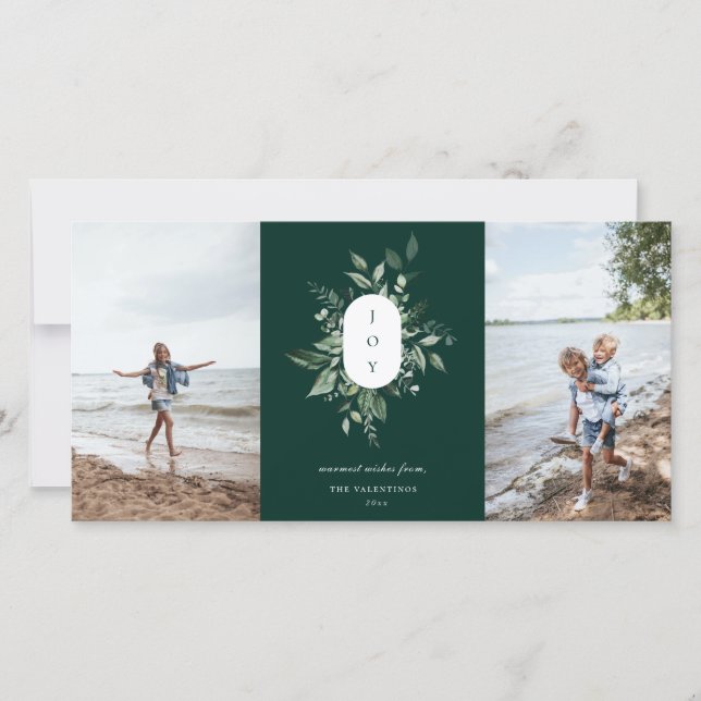 Cartão de Férias de Joia Botânica Moderna Verde (Frente)