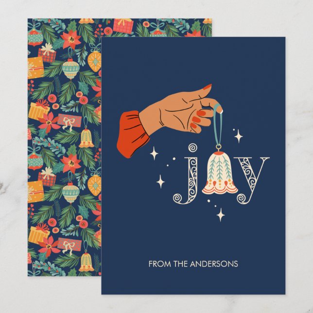 Cartão de Férias de Joy do enfeites de natal (Frente/Verso)