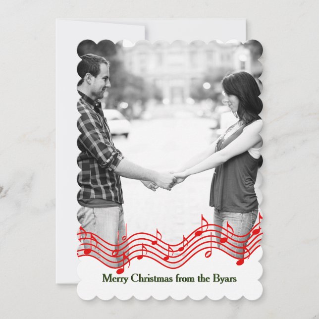 Cartão de Férias de Música do Natal Vermelho (Frente)