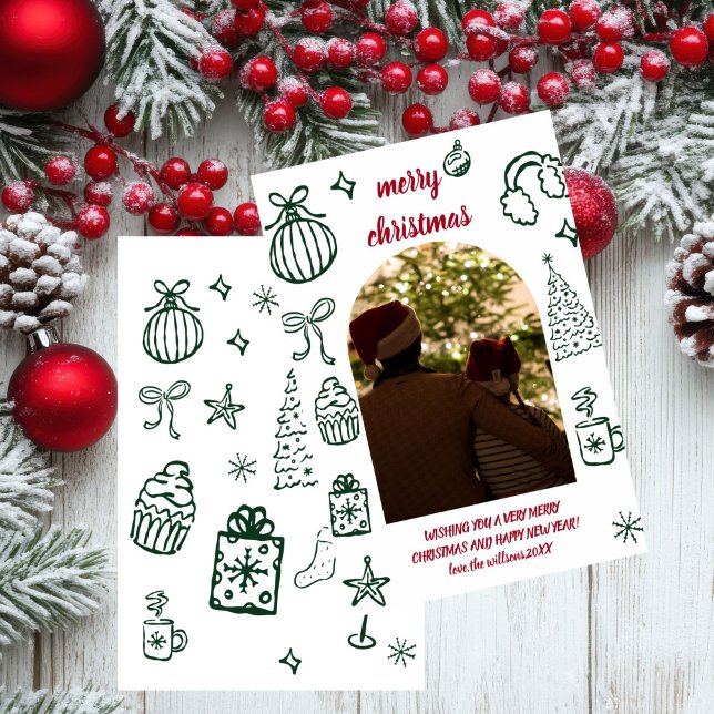 Cartão de Férias de Natal com Arco de Natal Retro  (Criador carregado)