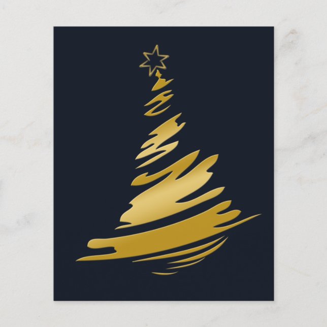 Cartão de Férias de Natal com Árvore de Natal Azul (Frente)