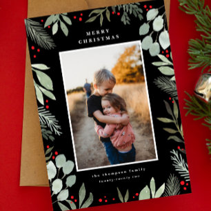 Cartão de Férias de Natal com feliz Watercolor 1