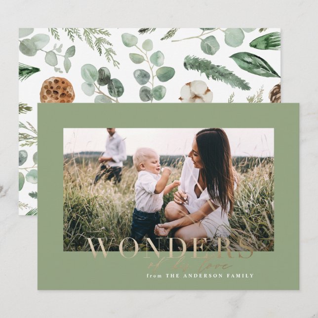 Cartão de Férias de Natal com fotografia mínima mo (Frente/Verso)