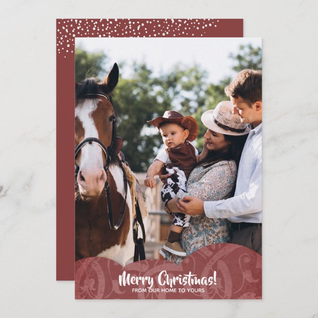 Cartão de Férias de Natal com Imagem de Filigree d (Frente/Verso)