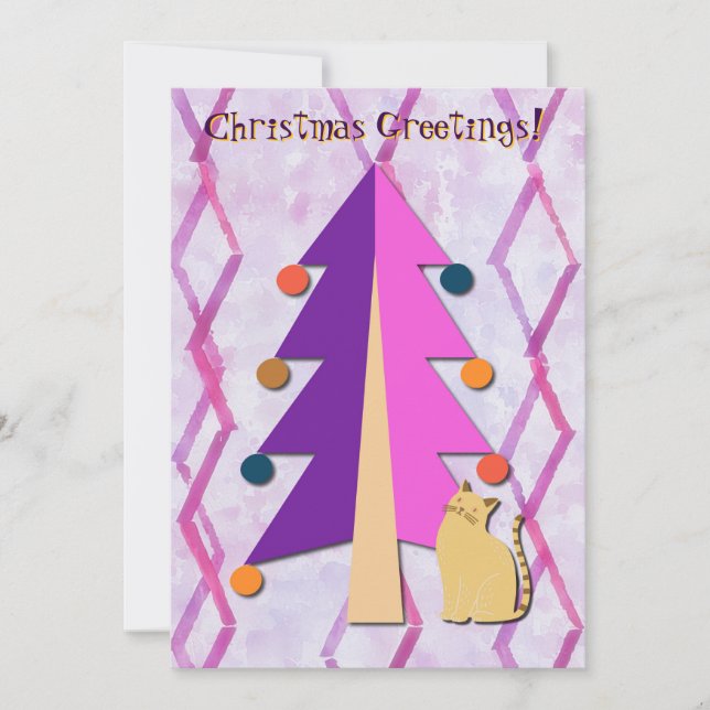 Cartão de Férias de Natal com Retrato de Árvore Vi (Frente)