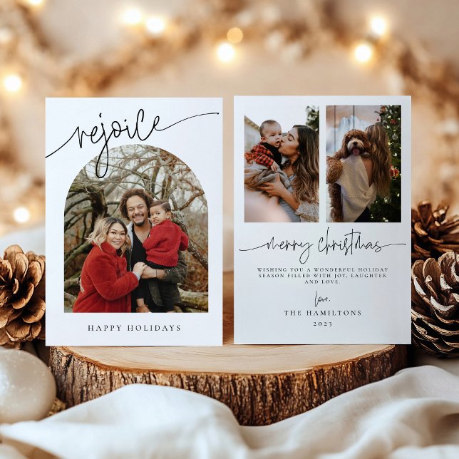 Cartão de Férias de Natal da Família Minimalista (Criador carregado)