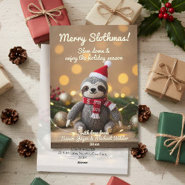 Cartão de Férias de Natal da Feliz Engraçado Sloth