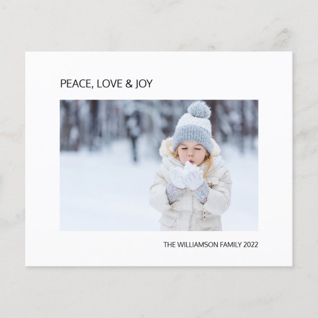 Cartão de Férias de Natal de Joy Peace Love (Frente)