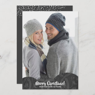 Cartão de Férias de Natal de Linen Preto