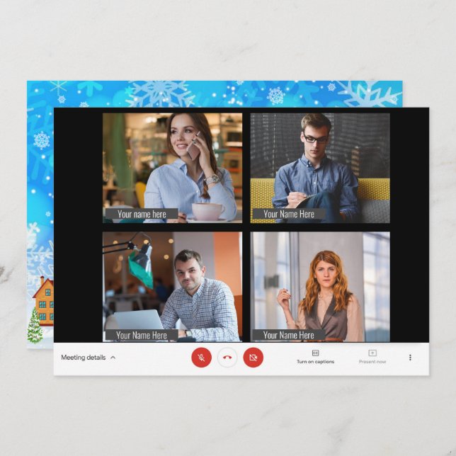 Cartão de Férias de Natal de Zoom Online Engraçado (Frente/Verso)