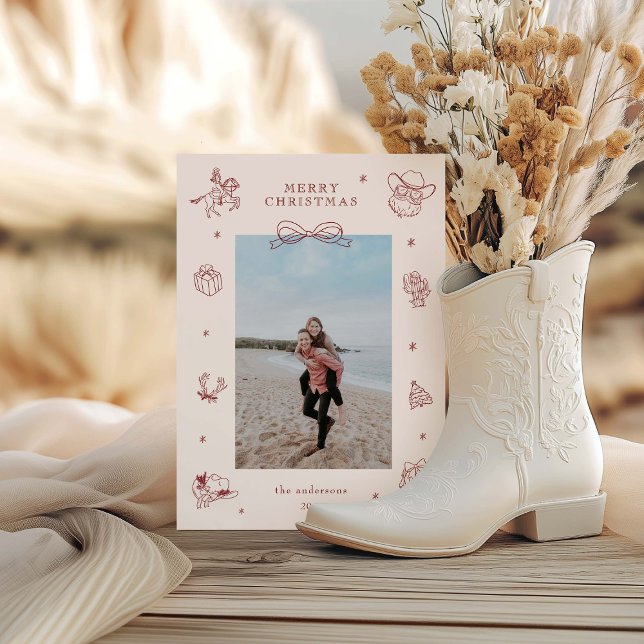 Cartão de Férias de Natal do Doodle Cowboy (Criador carregado)