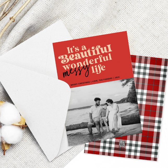 Cartão de Férias de Natal do Funny Modern 1 (Beautiful wonderful messy life photo Christmas card )