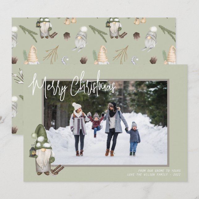 Cartão de Férias de Natal dos Gnomos (Frente/Verso)