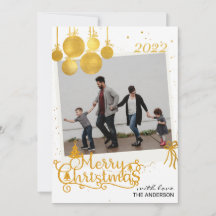 Cartão de Férias de Natal Dourado Elegante
