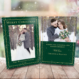 Cartão de Férias de Natal Dourado Verde - outono 2