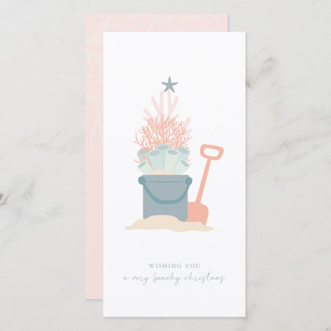 Cartão de Férias de Natal em Praia da praia, na co (Frente/Verso)