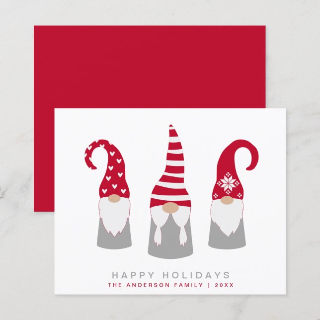 Cartão de Férias de Natal Escandinavo dos Gnomos O (Frente/Verso)