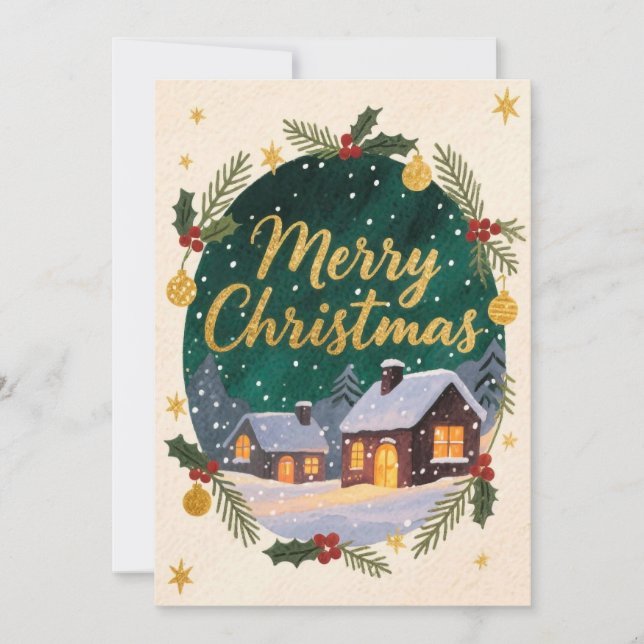 Cartão de Férias de Natal Feliz (Frente)