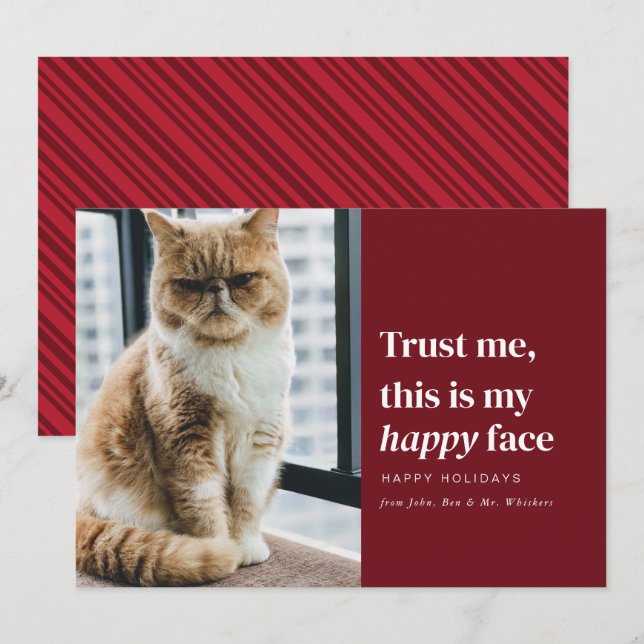 Cartão de Férias de Natal Feliz Rosto Engraçado Pe (Frente/Verso)