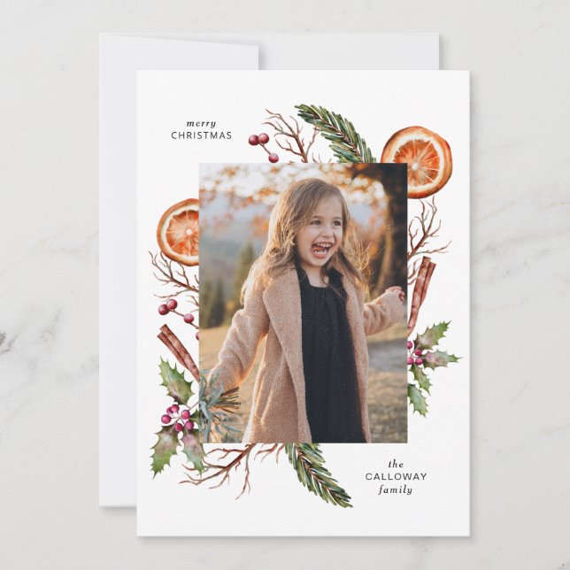Cartão de Férias de Natal Greenery (Frente)