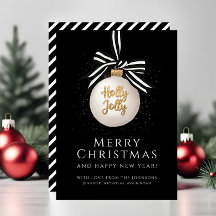 Cartão de Férias de Natal Merry Black Stripes
