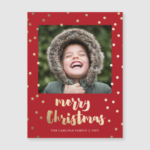 Cartão de Férias de Natal Merry Dourado Elegante