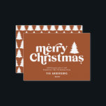 Cartão de Férias de Natal Merry sem foto<br><div class="desc">carta gráfica de Natal sem fotografia. Com texto desenhado à mão moderno e árvores.</div>
