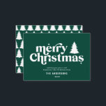 Cartão de Férias de Natal Merry sem foto<br><div class="desc">carta gráfica de Natal sem fotografia. Com texto desenhado à mão moderno e árvores.</div>