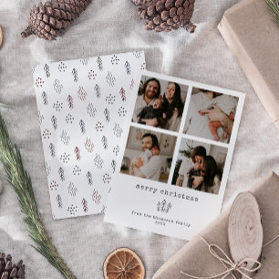 Cartão de Férias de Natal Mínimo com 4 Fotografias