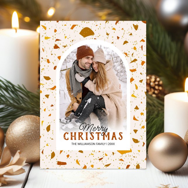 Cartão de Férias de Natal Moderno Terrazzo (Criador carregado)