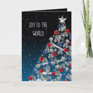 Cartão de Férias de Natal para Dog tags Militares