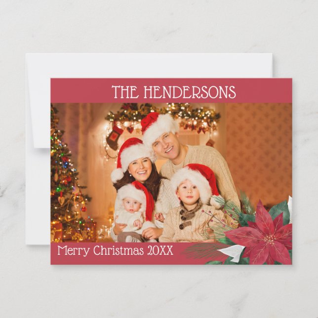 Cartão de Férias de Natal para Poinsettia (Frente)