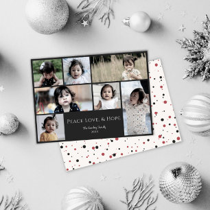 Cartão de Férias de Natal Preto da Esperança Peace