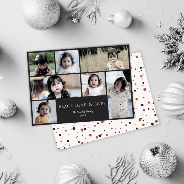 Cartão de Férias de Natal Preto da Esperança Peace (Criador carregado)