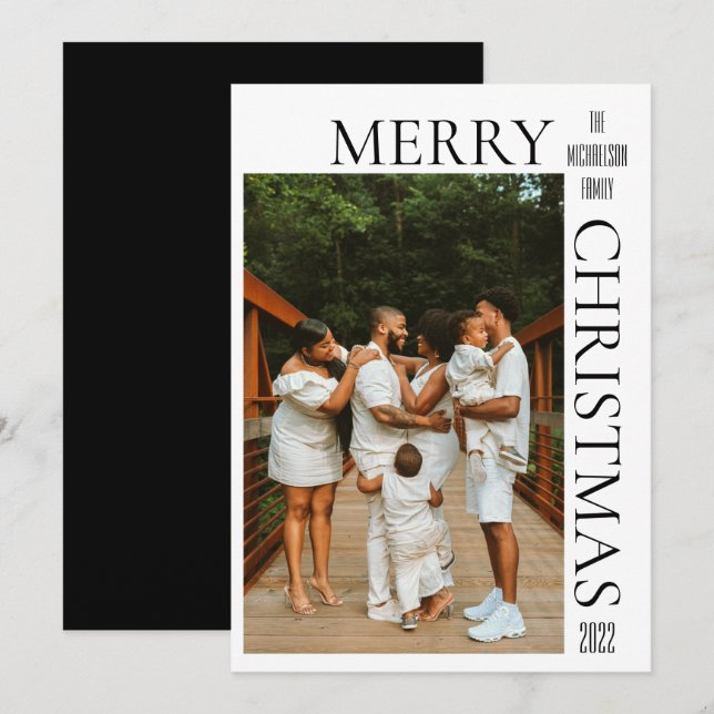 Cartão de Férias de Natal Preto Moderno (Frente/Verso)