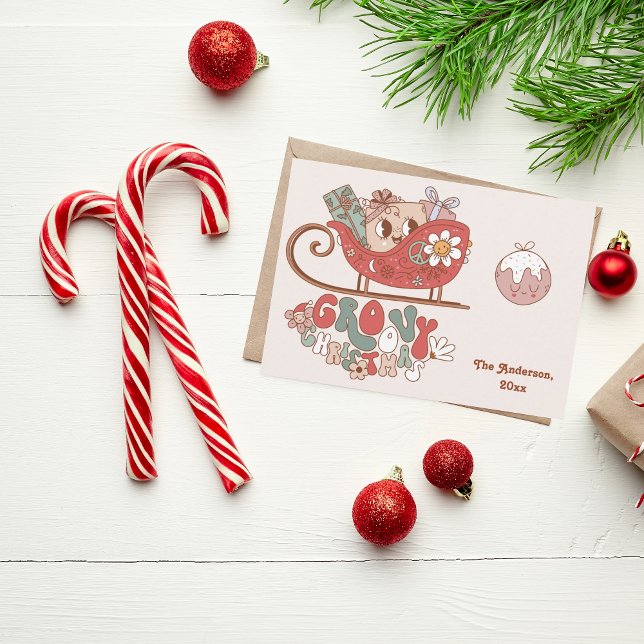 Cartão de Férias de Natal Retro Groovy (Criador carregado)