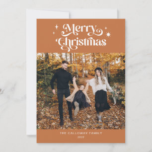 Cartão de Férias de Natal Retro Terracotta