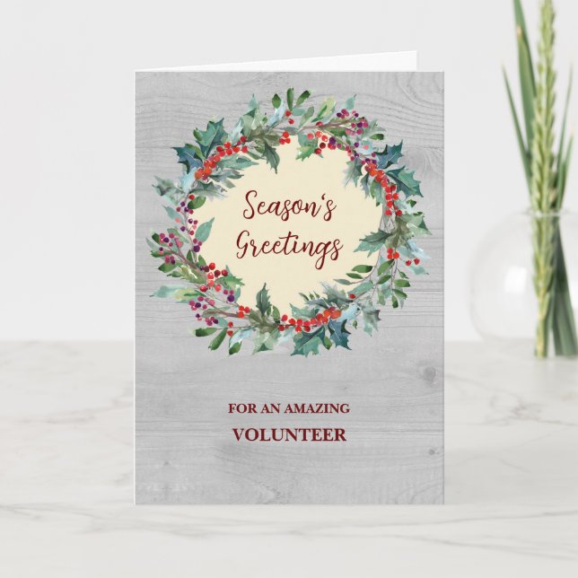 Cartão de Férias de Natal Rustic Volunteer (Frente)