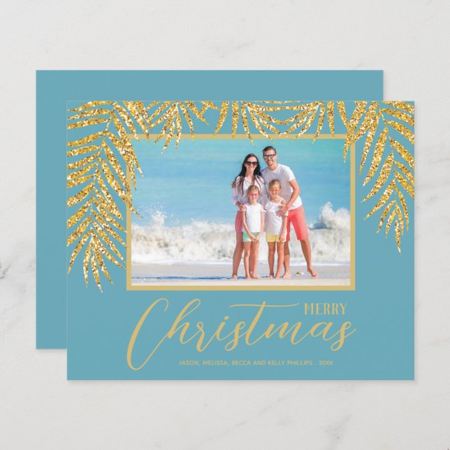Cartão de Férias de Natal Tropicais de Orçamento (Frente/Verso)