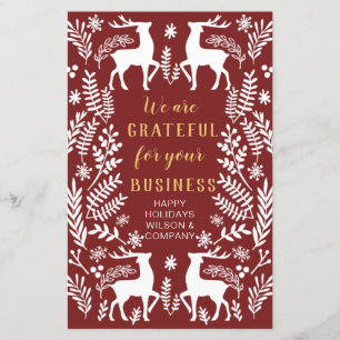 Cartão de Férias de Negócios Red Nordic Reindeer