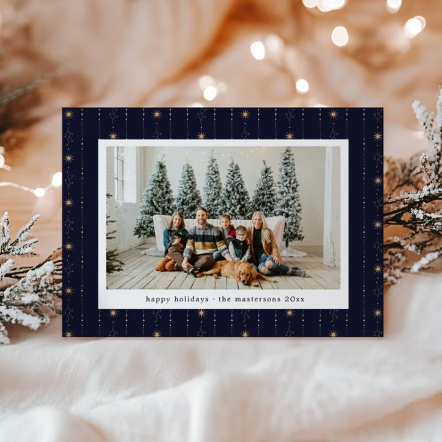 Cartão de Férias de Papel de Carteira Azul E Doura (Criador carregado)