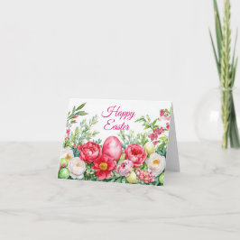 Cartão de Férias de Páscoa Floral bonito com Aquar