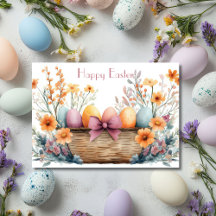 Cartão de Férias de Páscoa Floral bonito com Aquar