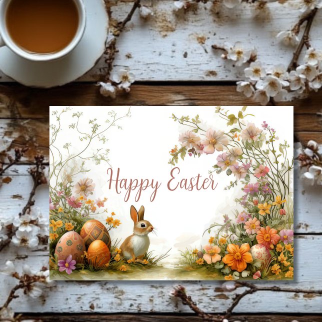Cartão de Férias de Páscoa Floral bonito com Aquar (Criador carregado)